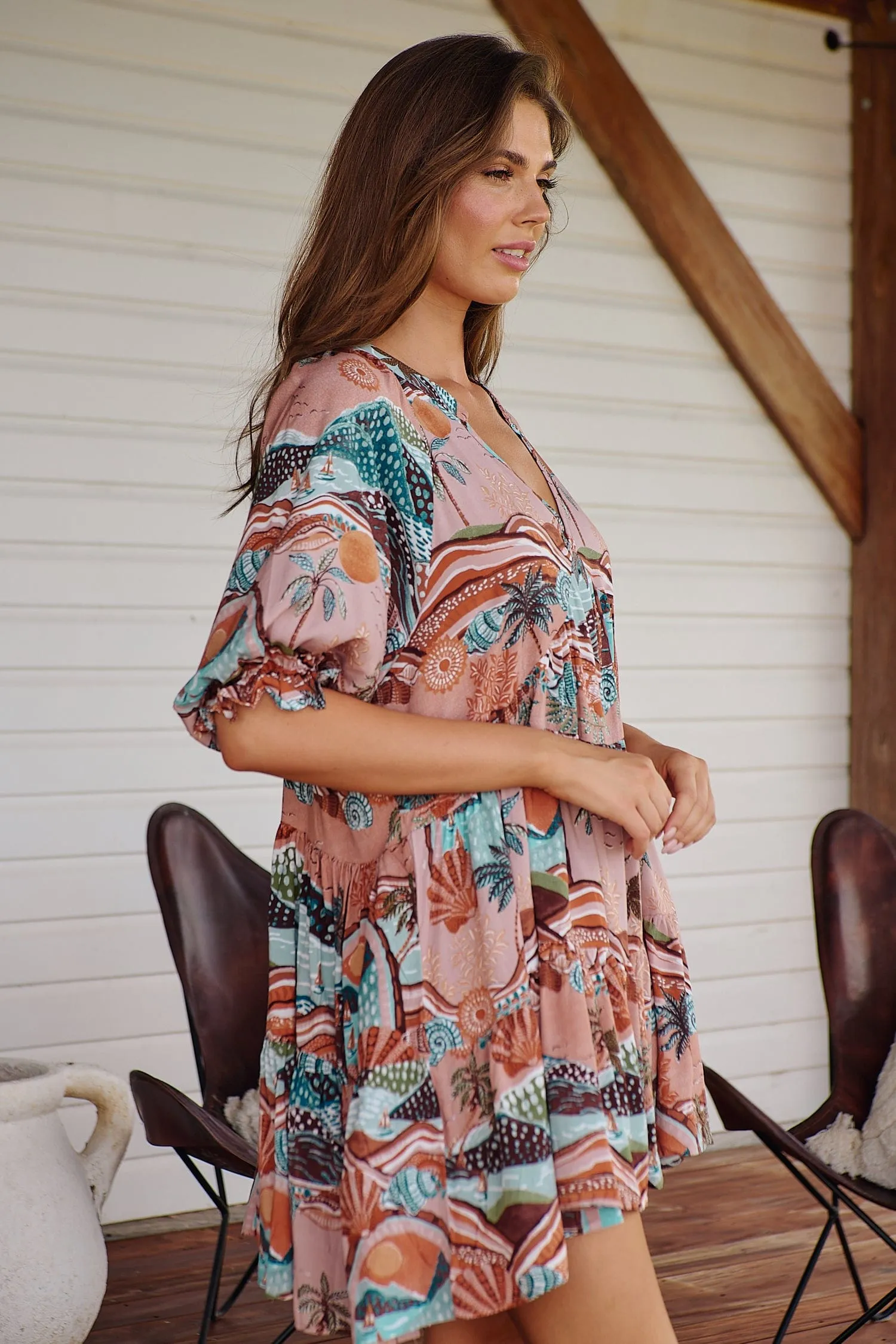 Petal Mini Dress - Lakeside Serenity
