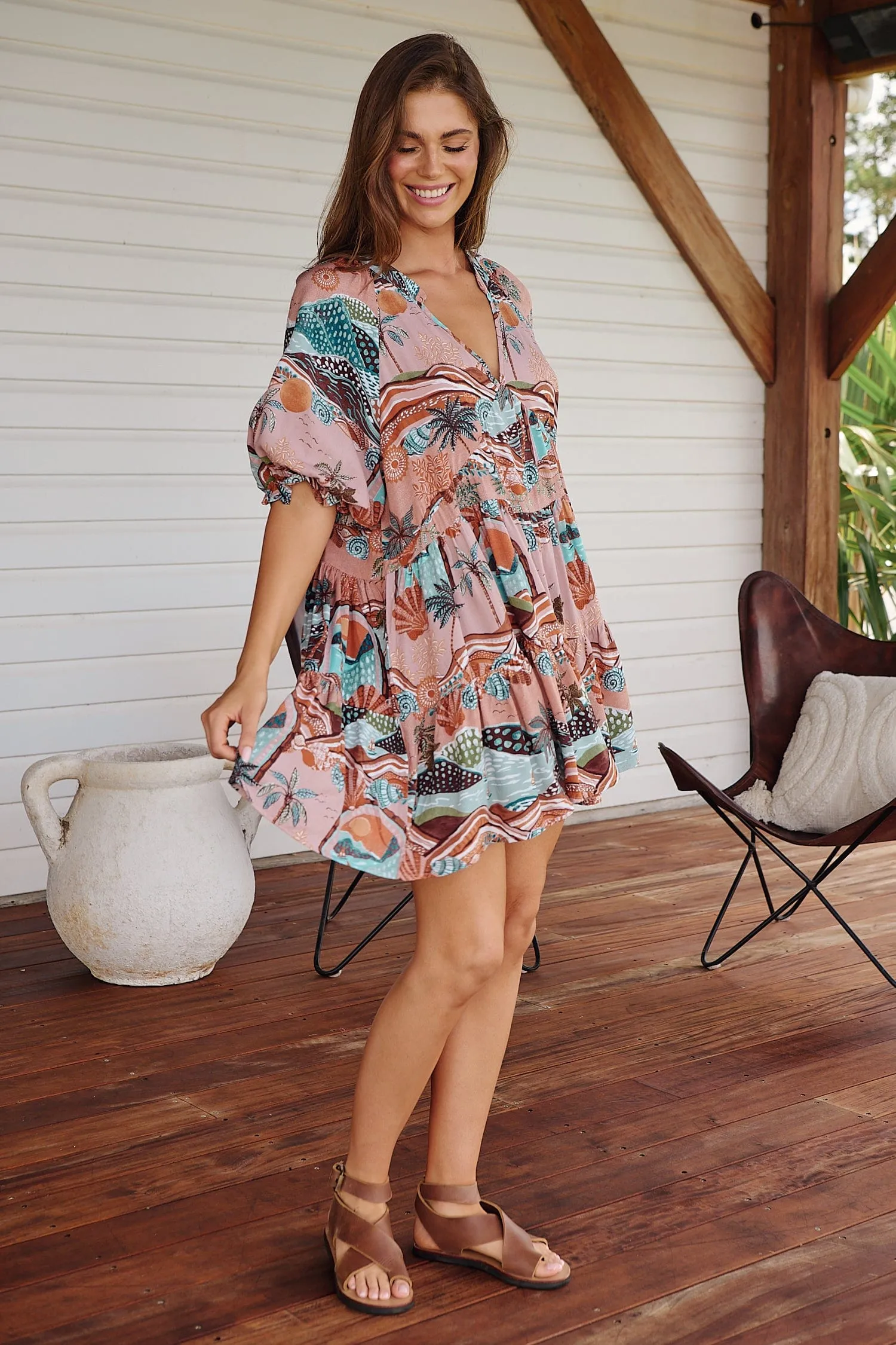 Petal Mini Dress - Lakeside Serenity
