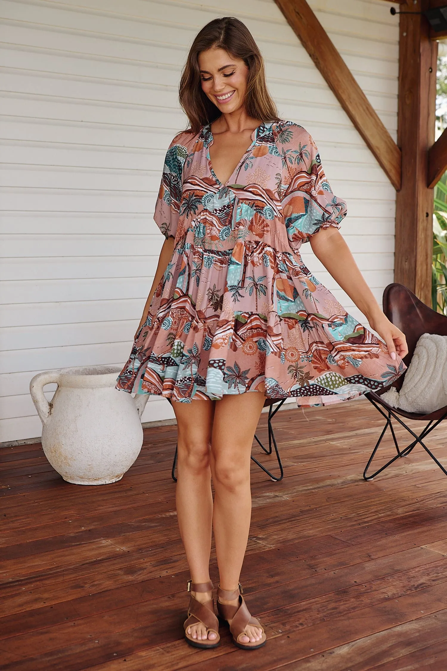 Petal Mini Dress - Lakeside Serenity