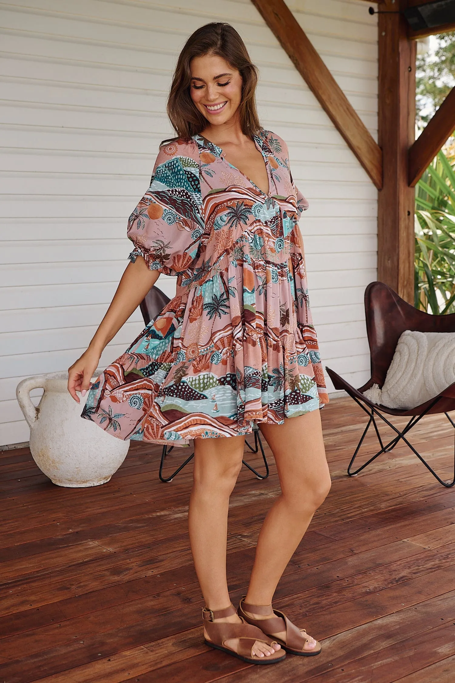 Petal Mini Dress - Lakeside Serenity