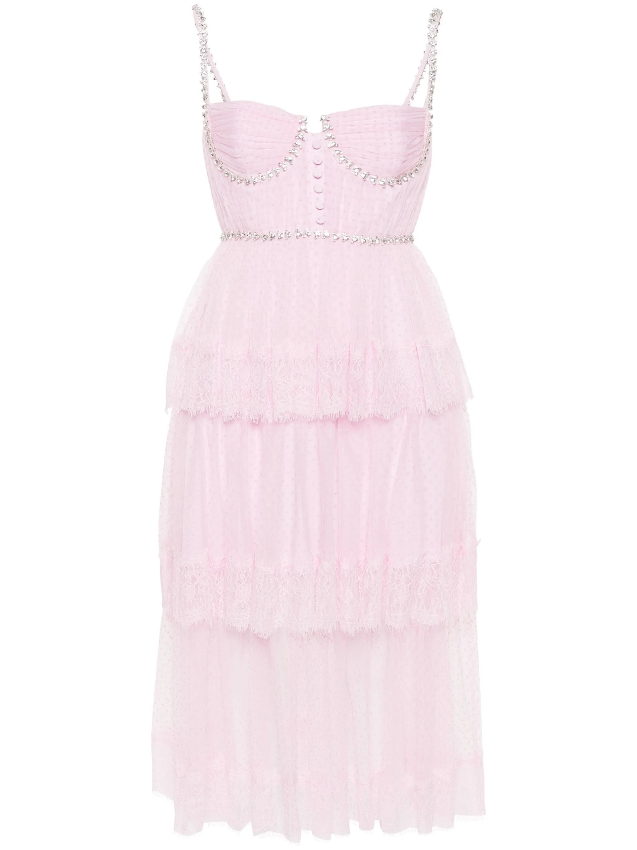 Pink Dot Mesh Midi Dress