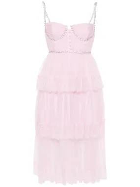 Pink Dot Mesh Midi Dress