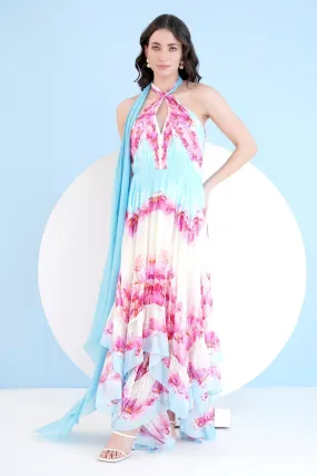 Pink Printed High Low Dress