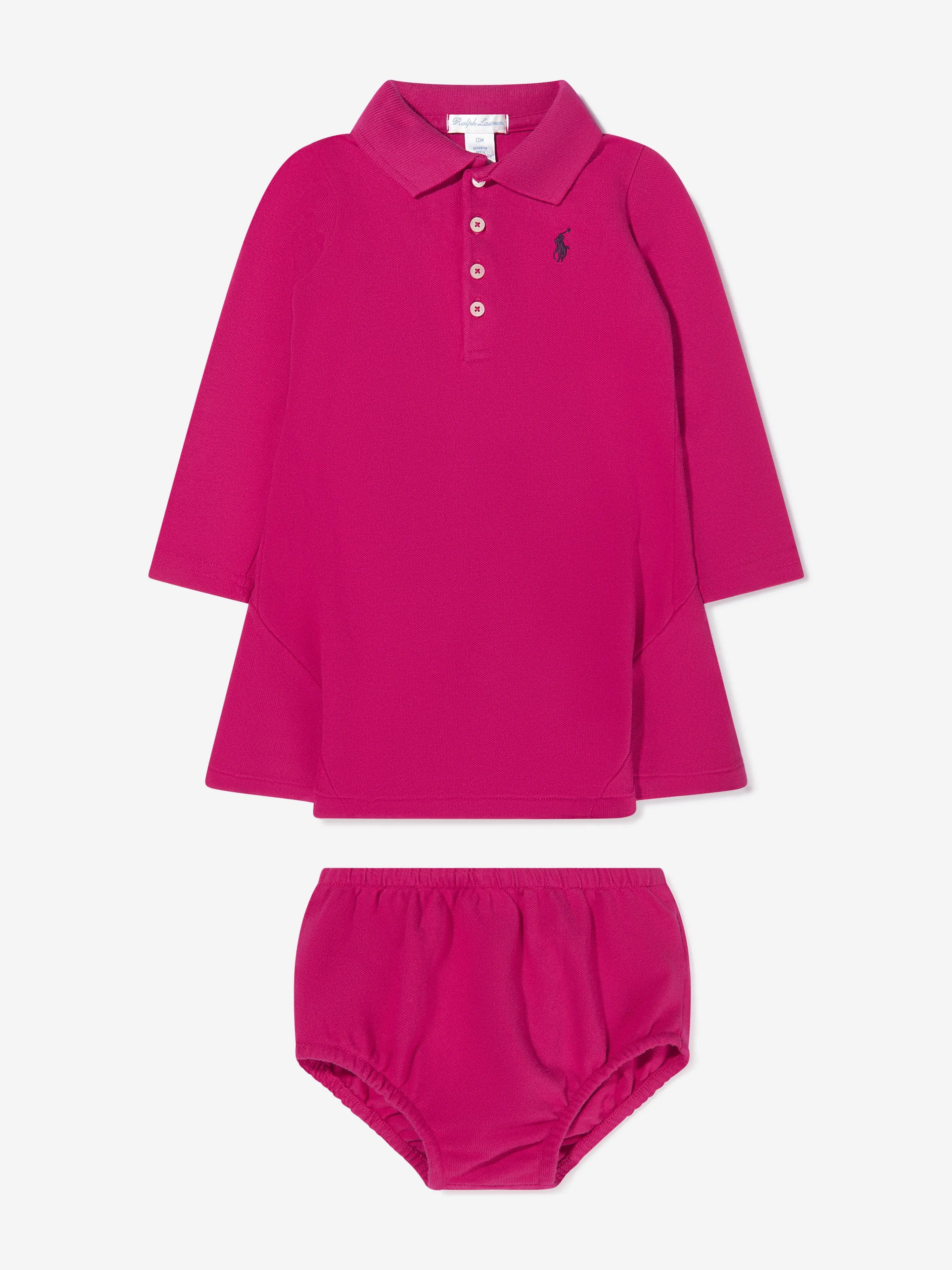 Ralph Lauren Baby Girls Long Sleeve Polo Dress