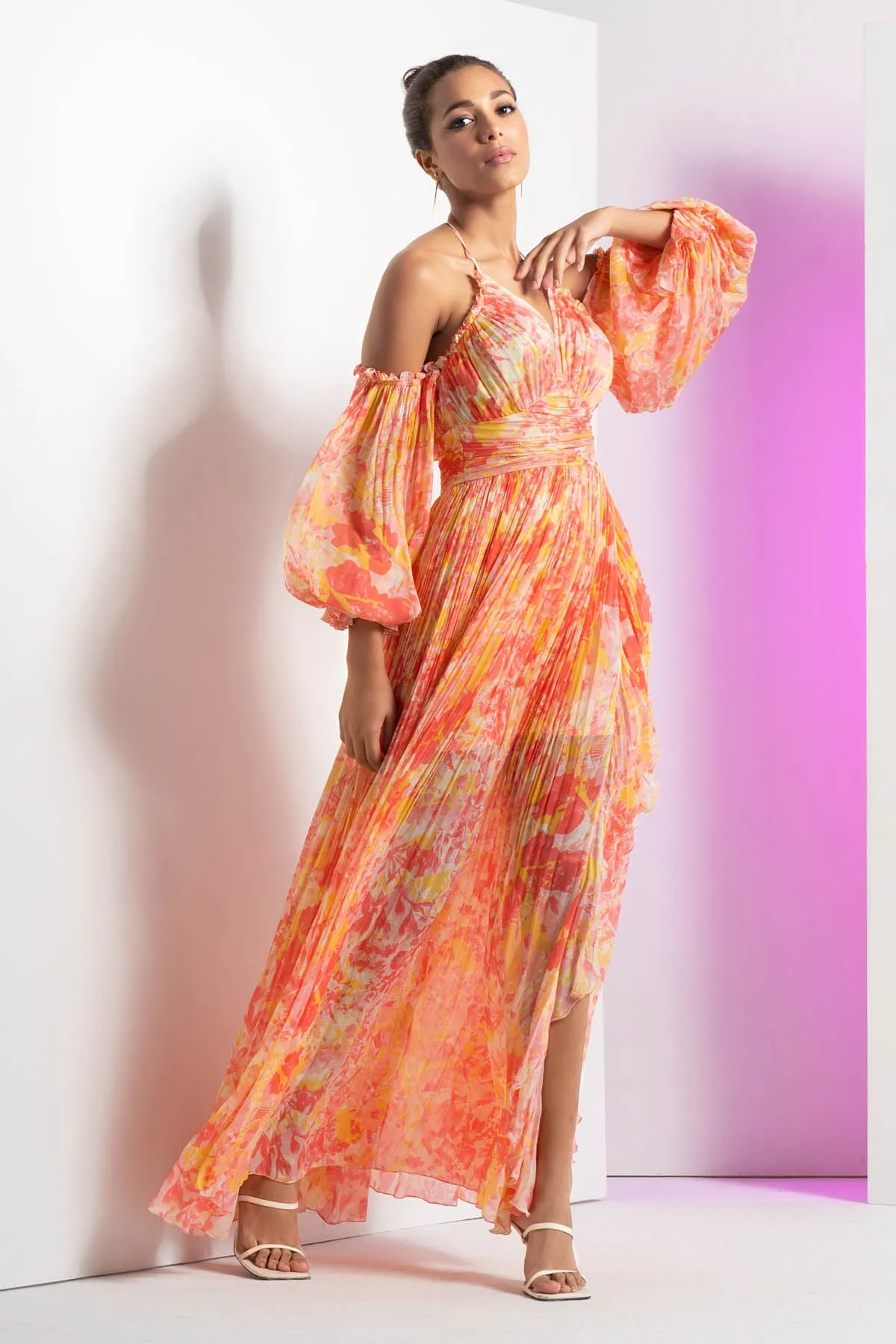 Red Pancy Chiffon Dress
