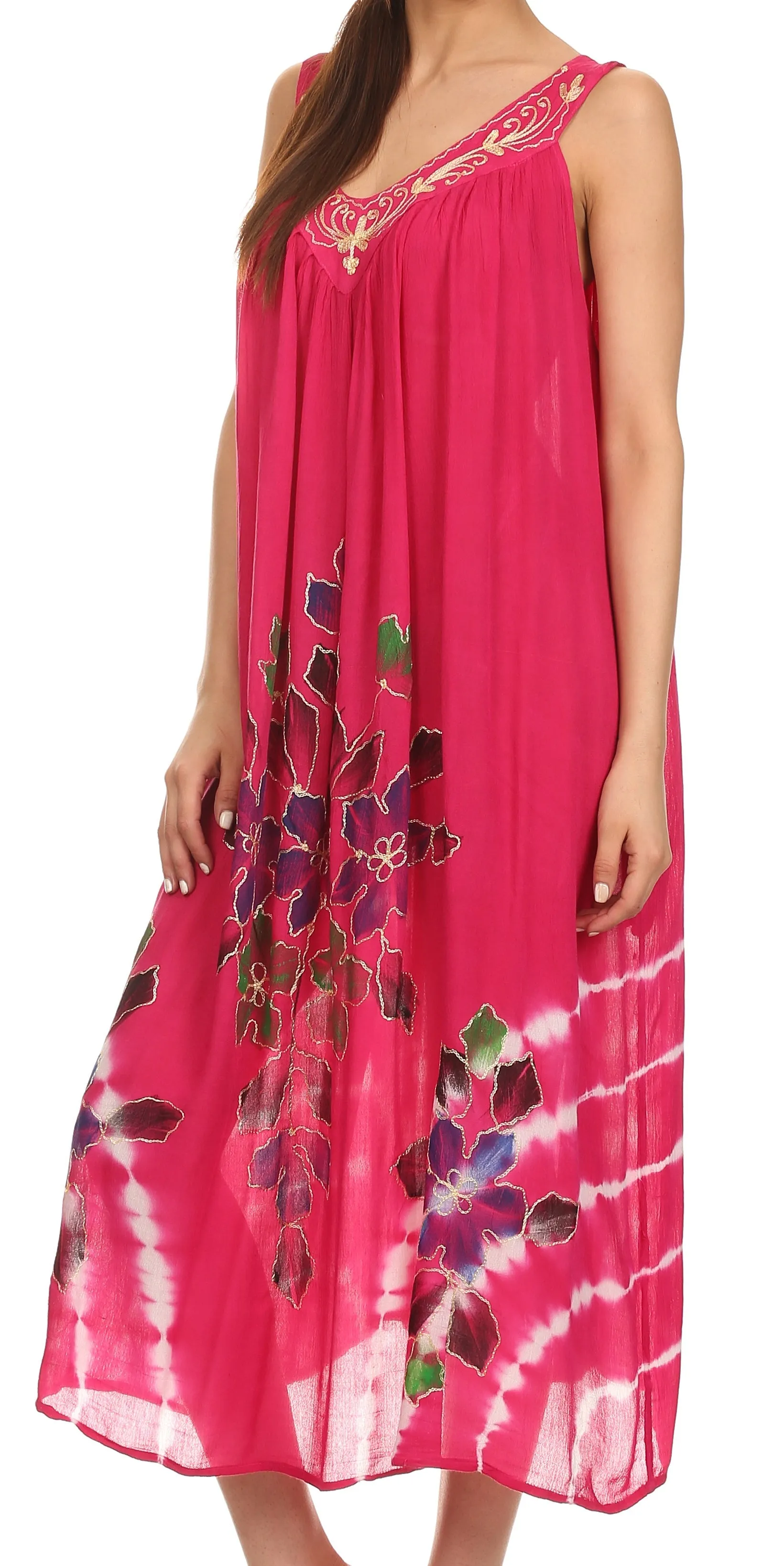 Sakkas Kira Embroidered Relaxed Fit with Pockets Tank Dress / Cover Up
