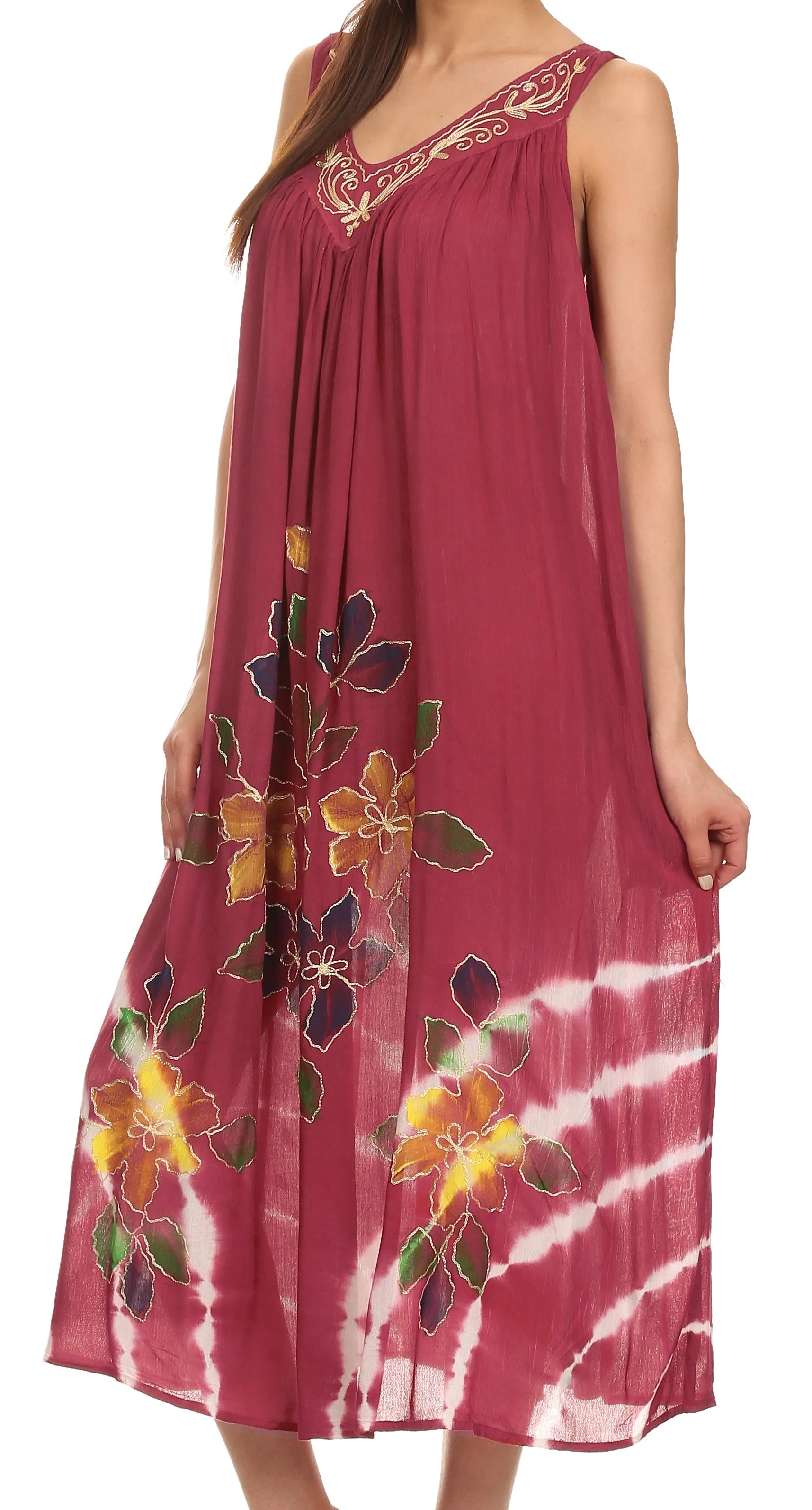 Sakkas Kira Embroidered Relaxed Fit with Pockets Tank Dress / Cover Up
