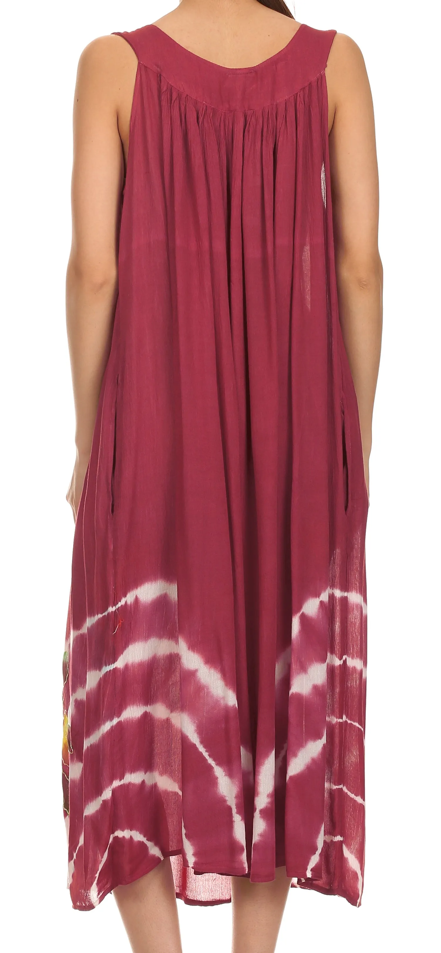Sakkas Kira Embroidered Relaxed Fit with Pockets Tank Dress / Cover Up
