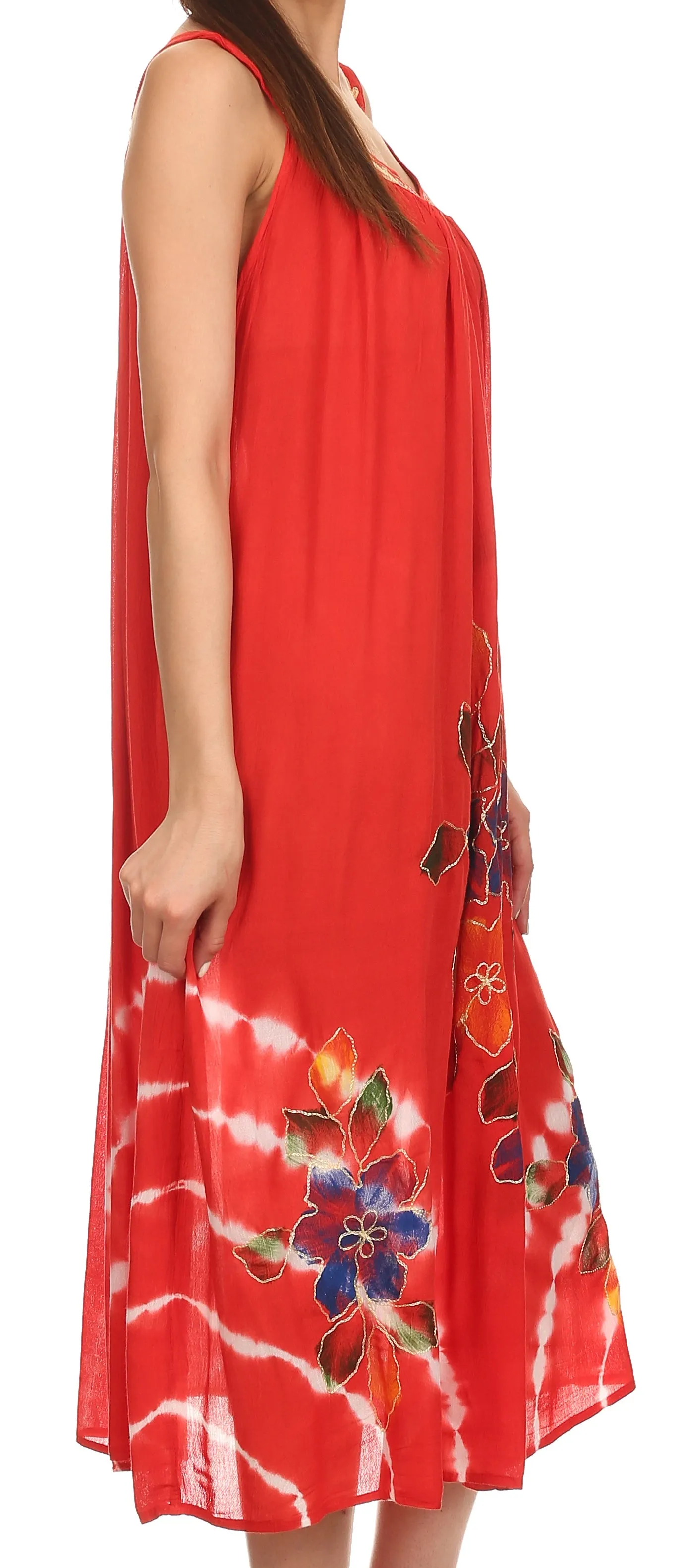Sakkas Kira Embroidered Relaxed Fit with Pockets Tank Dress / Cover Up