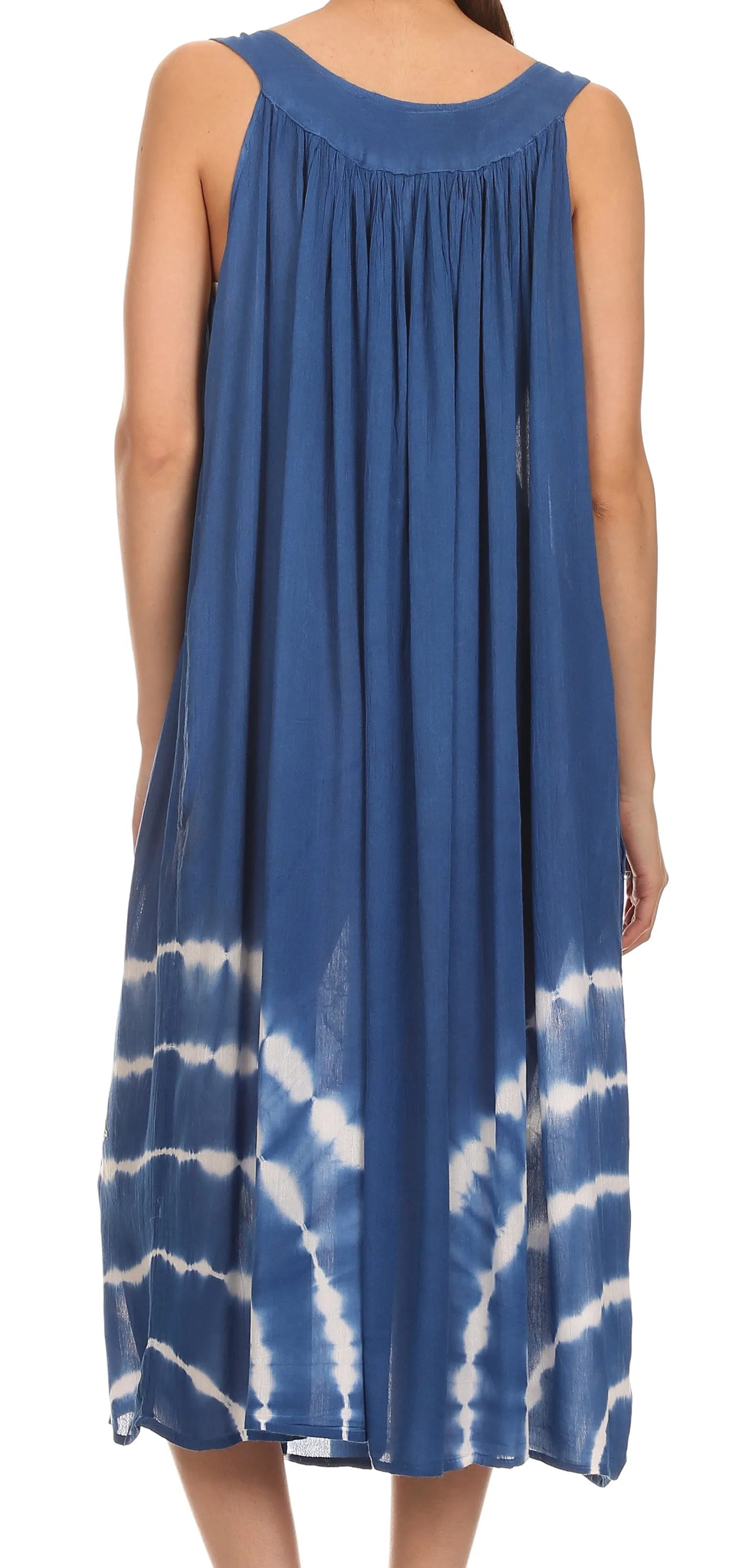 Sakkas Kira Embroidered Relaxed Fit with Pockets Tank Dress / Cover Up