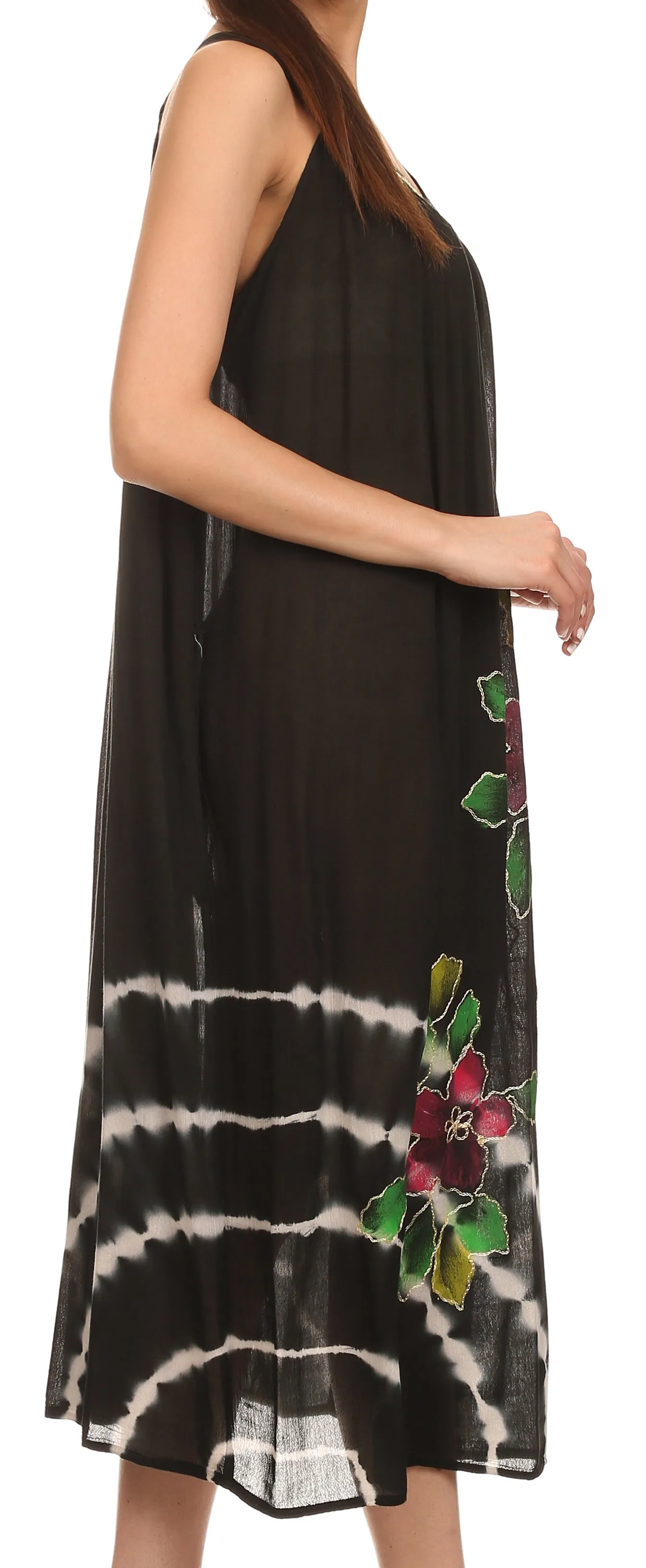 Sakkas Kira Embroidered Relaxed Fit with Pockets Tank Dress / Cover Up