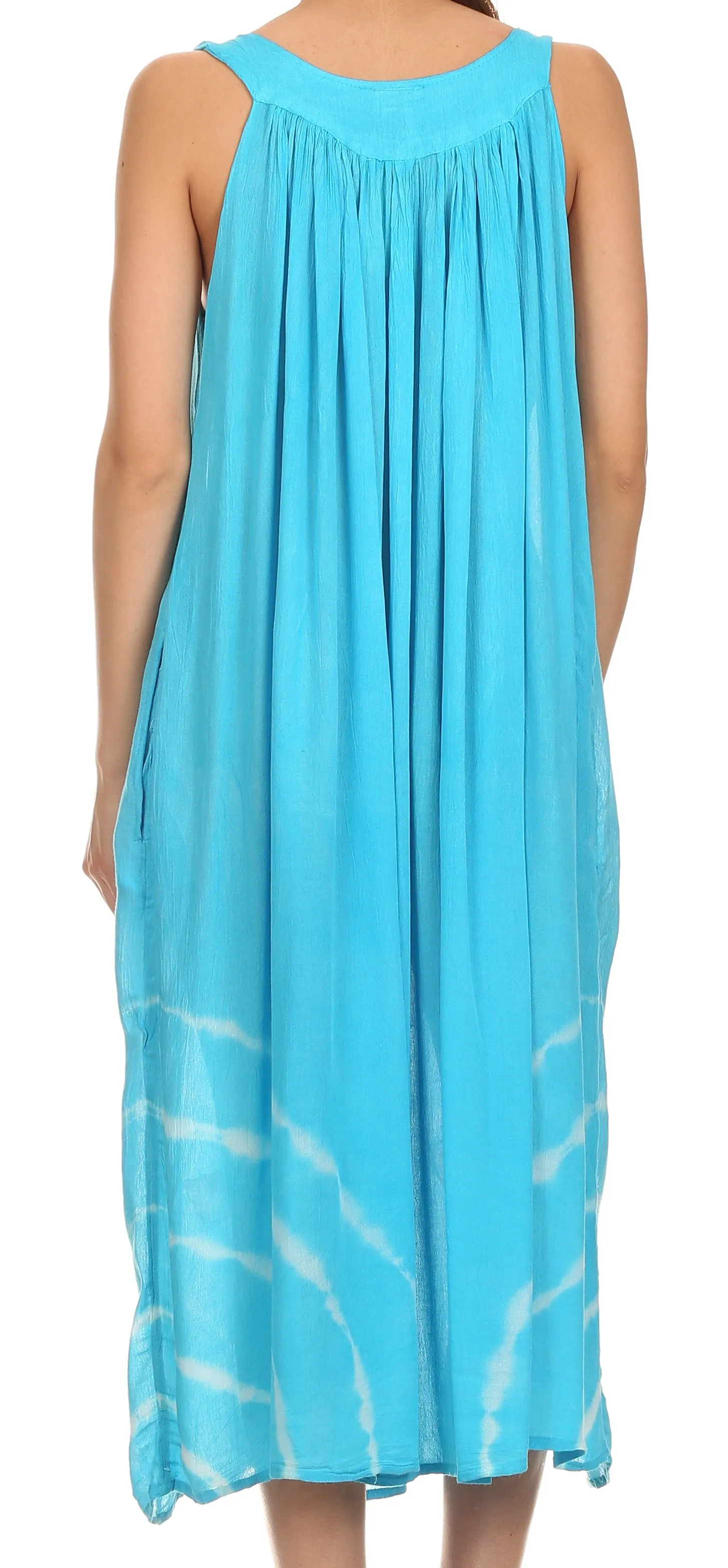 Sakkas Kira Embroidered Relaxed Fit with Pockets Tank Dress / Cover Up