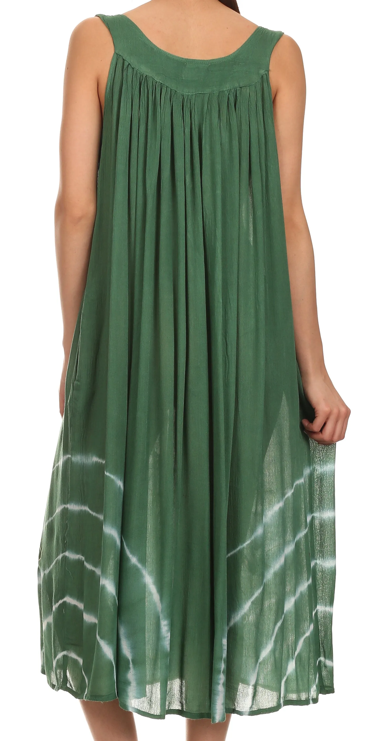 Sakkas Kira Embroidered Relaxed Fit with Pockets Tank Dress / Cover Up