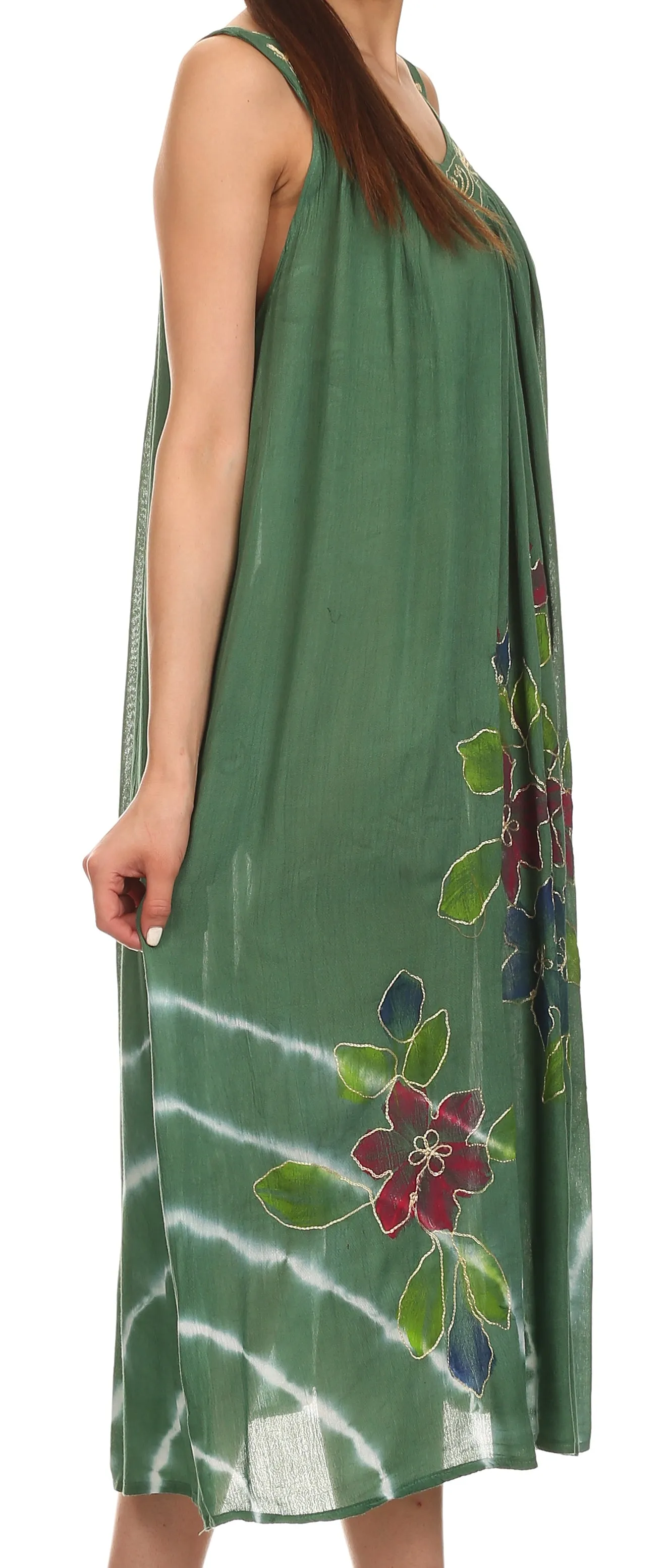Sakkas Kira Embroidered Relaxed Fit with Pockets Tank Dress / Cover Up