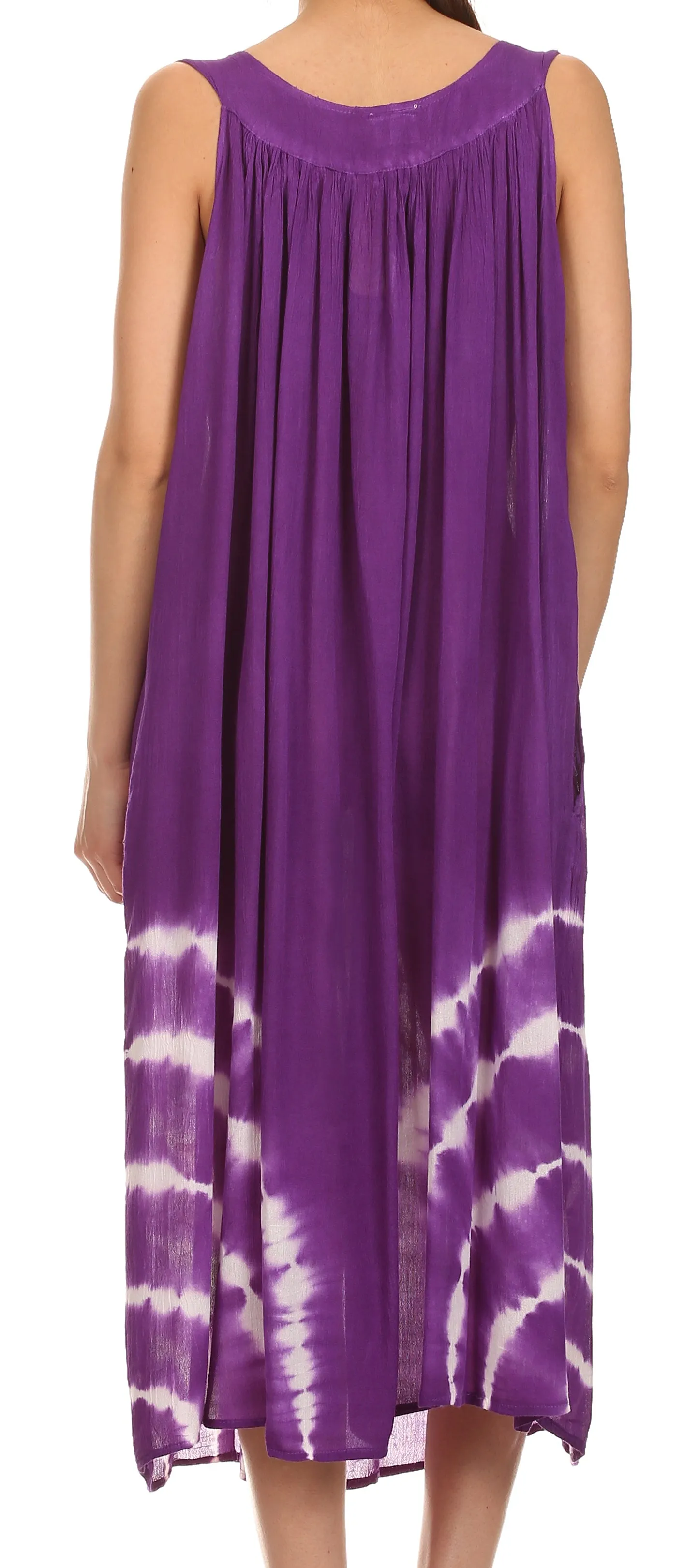Sakkas Kira Embroidered Relaxed Fit with Pockets Tank Dress / Cover Up