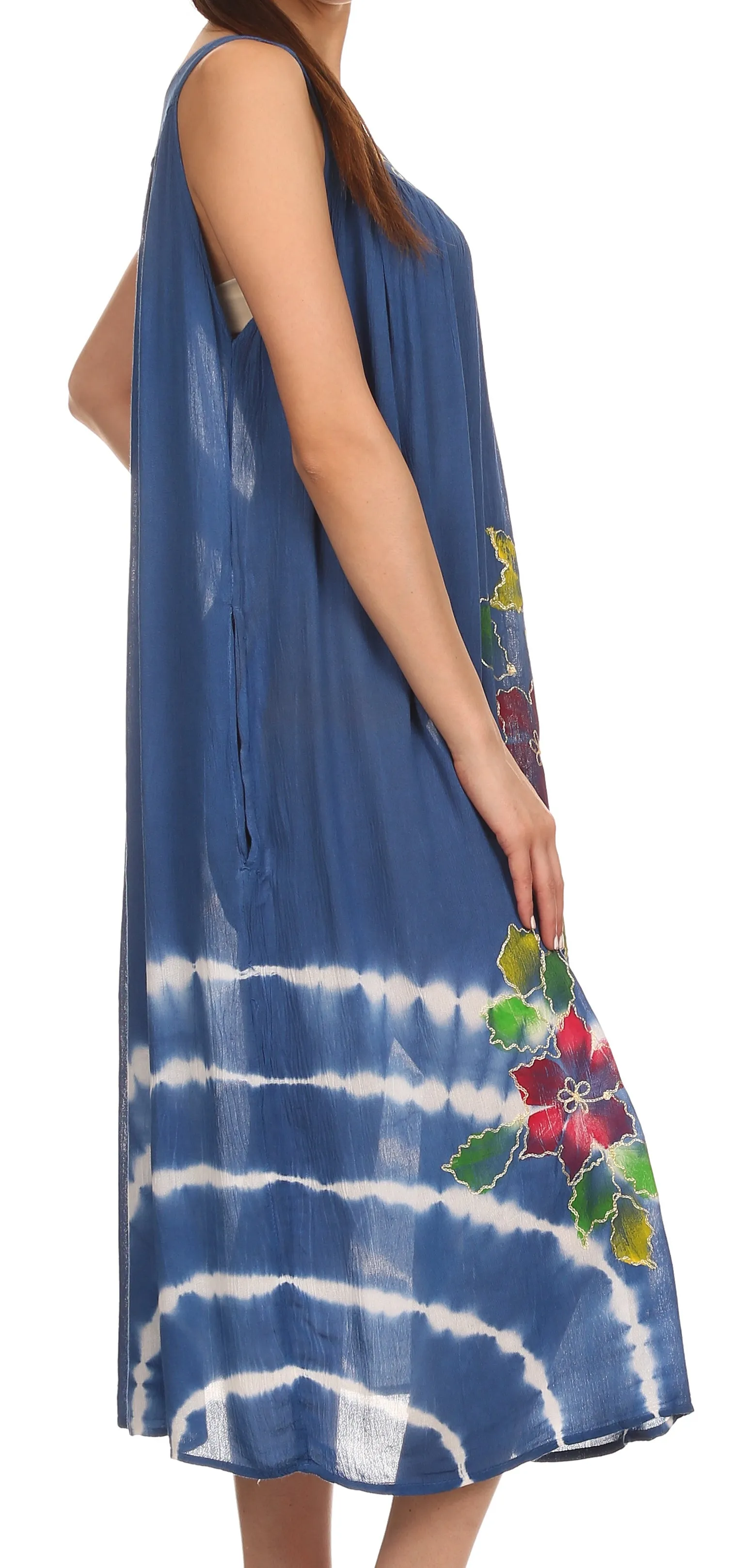 Sakkas Kira Embroidered Relaxed Fit with Pockets Tank Dress / Cover Up