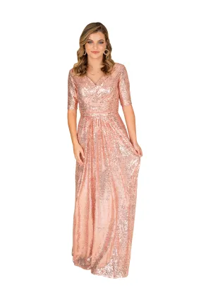 Shimmering Sequin A-Line Evening Gown