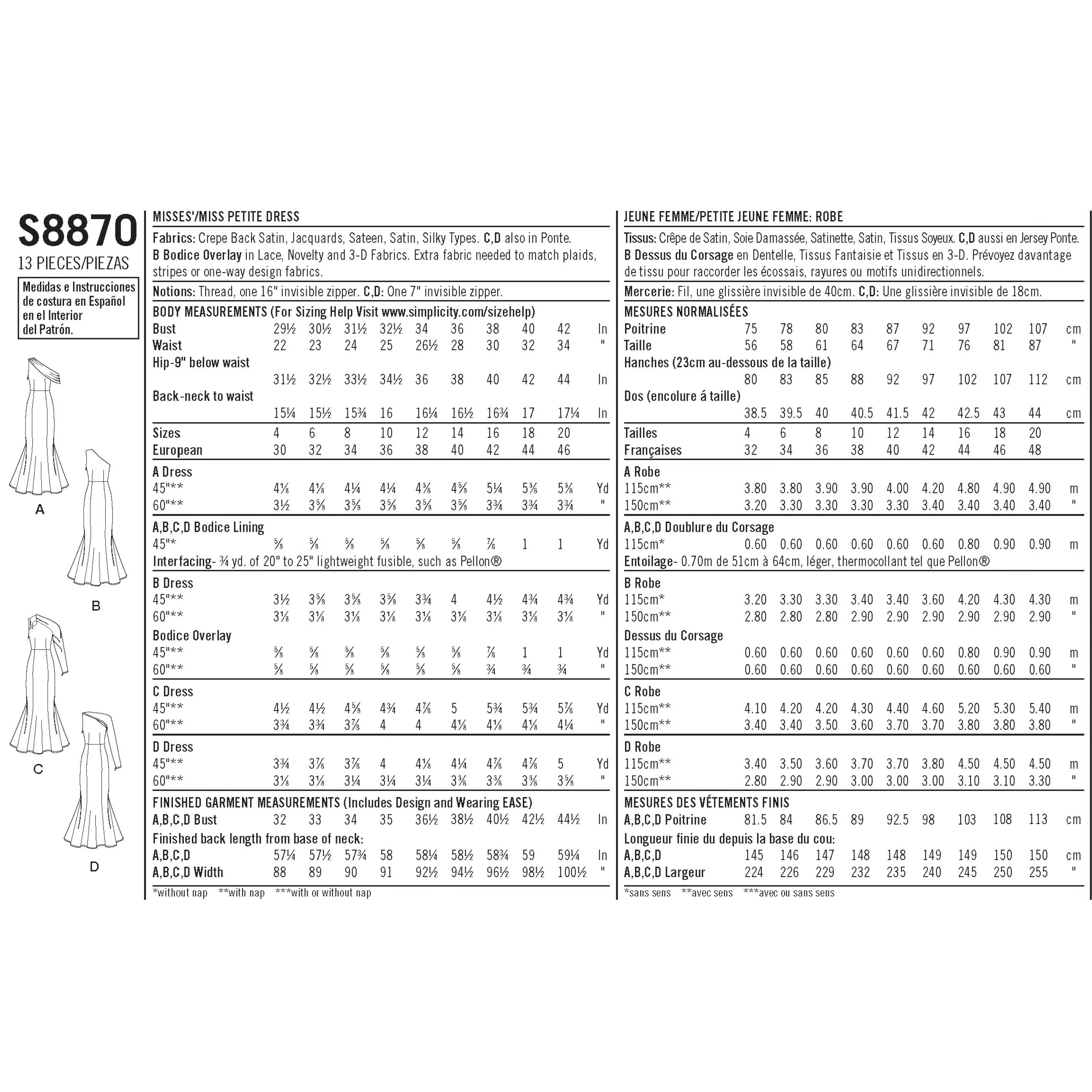 Simplicity Pattern 8870 Misses'/Miss Petite Dress