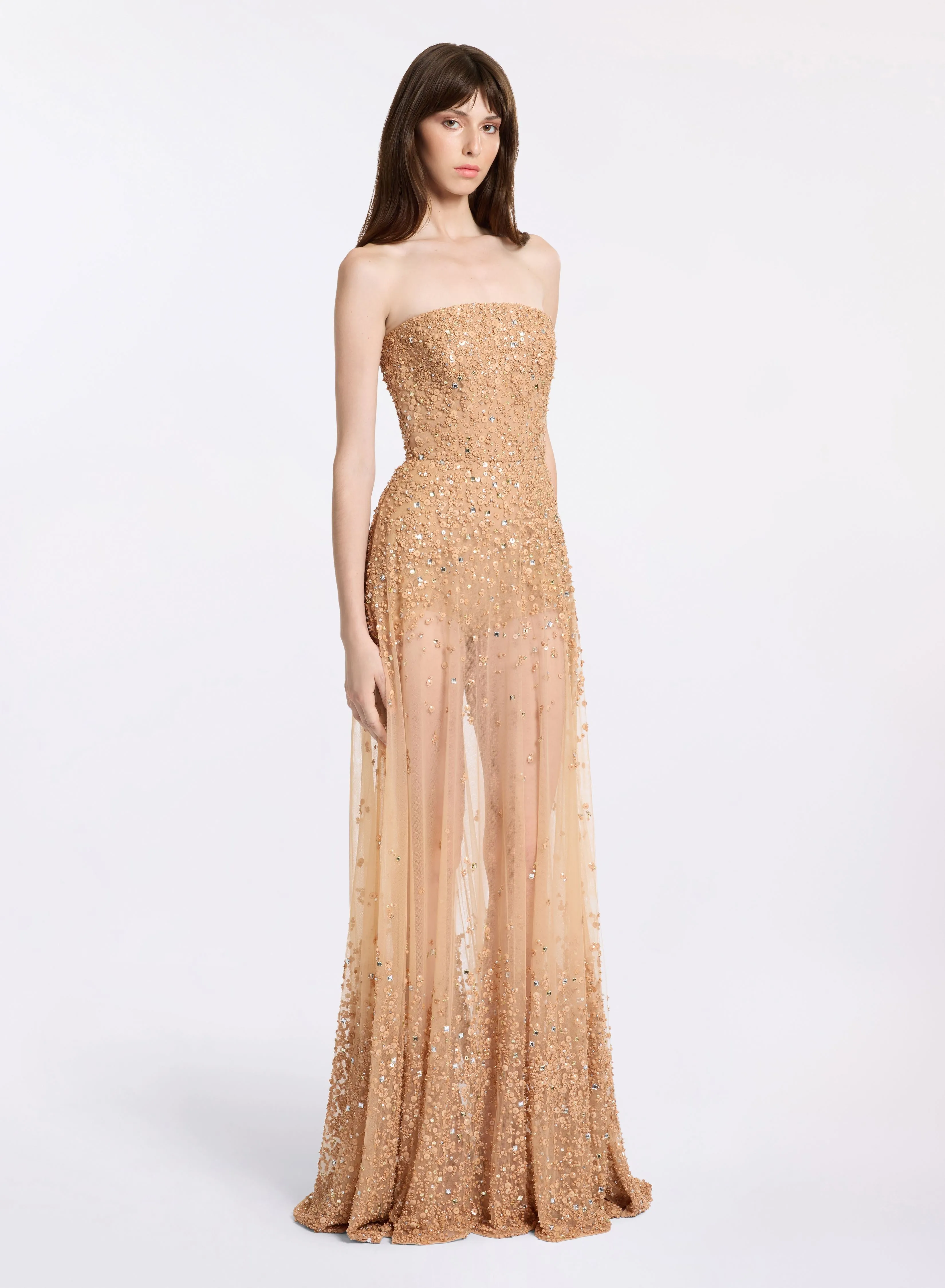 Strapless Bead Embroidered Dress