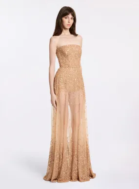 Strapless Bead Embroidered Dress