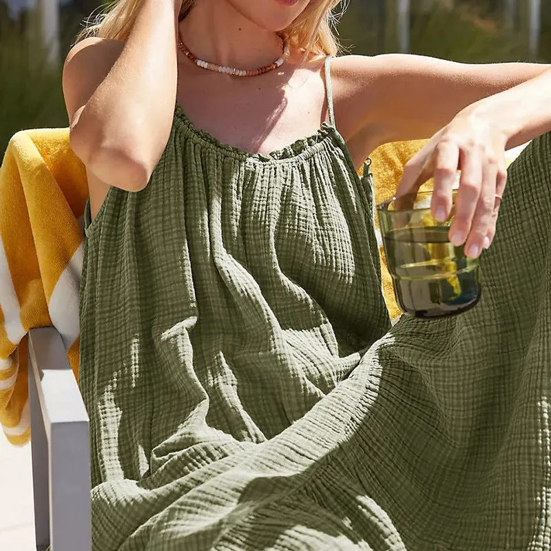 Texture Cotton Yarn Wooden Ear Temperament Dresses