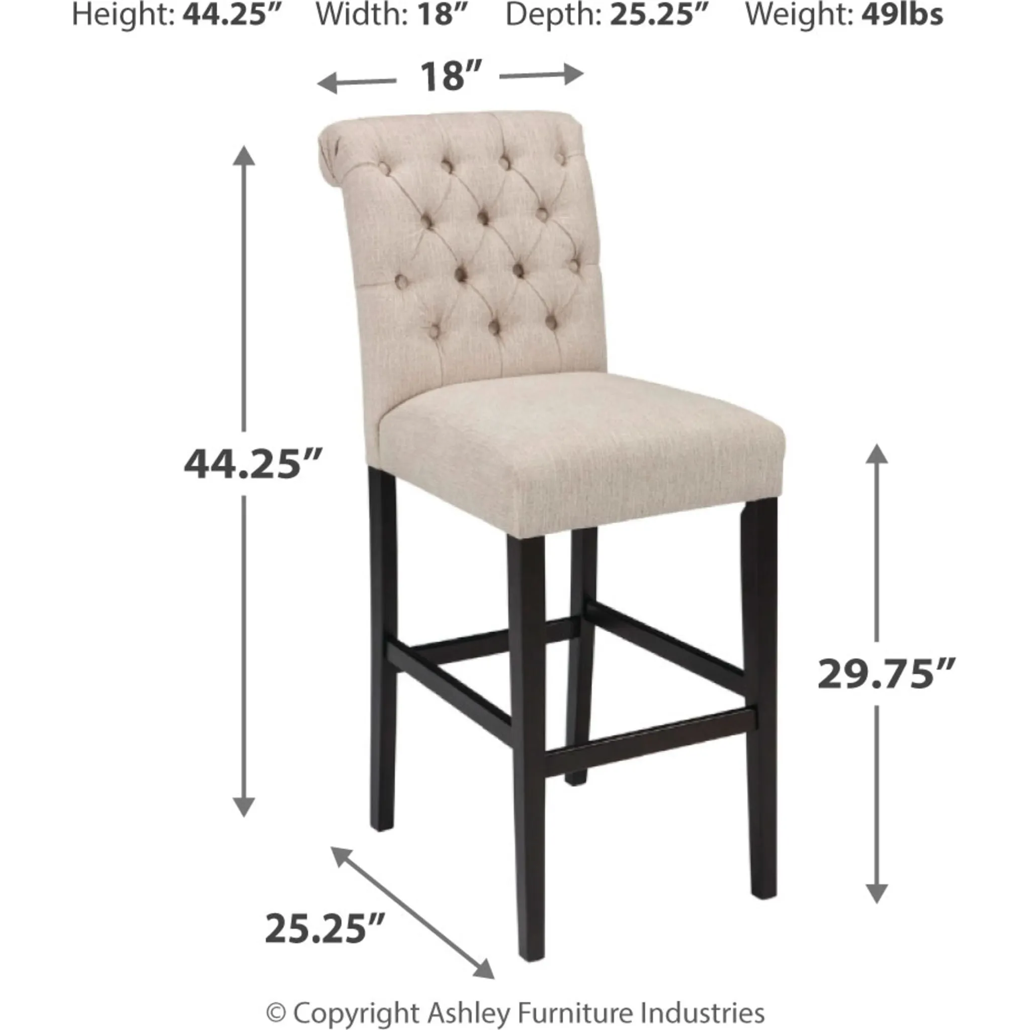 Tripton Bar Stool - Linen - (D530-130)