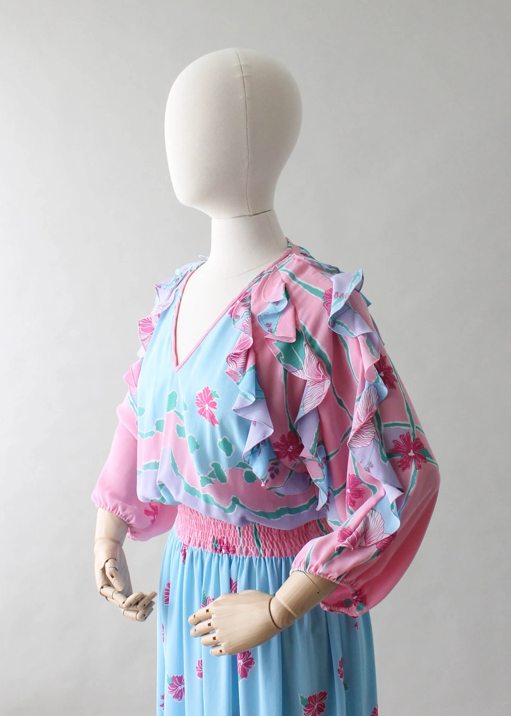 Vintage 1980s Diane Freis Pastel Flutter Dress