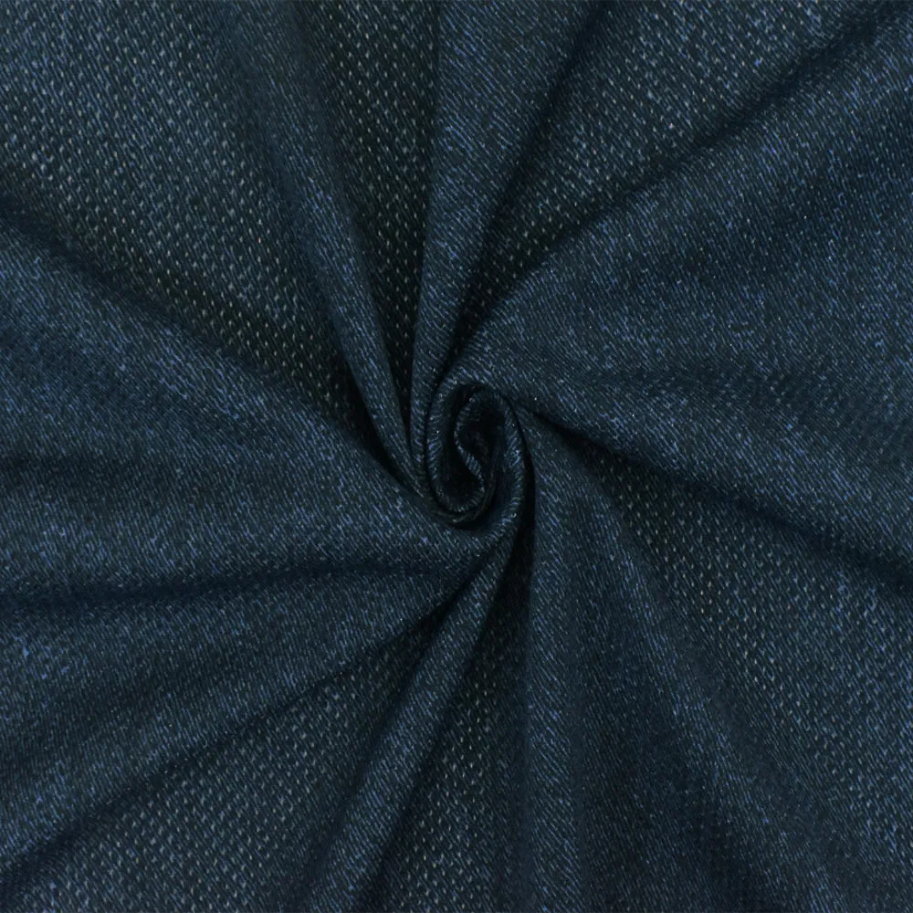 Vintage Navy Blue Texture Printed Stretch Poly Athletic Mesh Knit Fabric