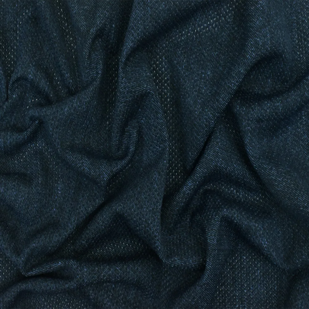 Vintage Navy Blue Texture Printed Stretch Poly Athletic Mesh Knit Fabric