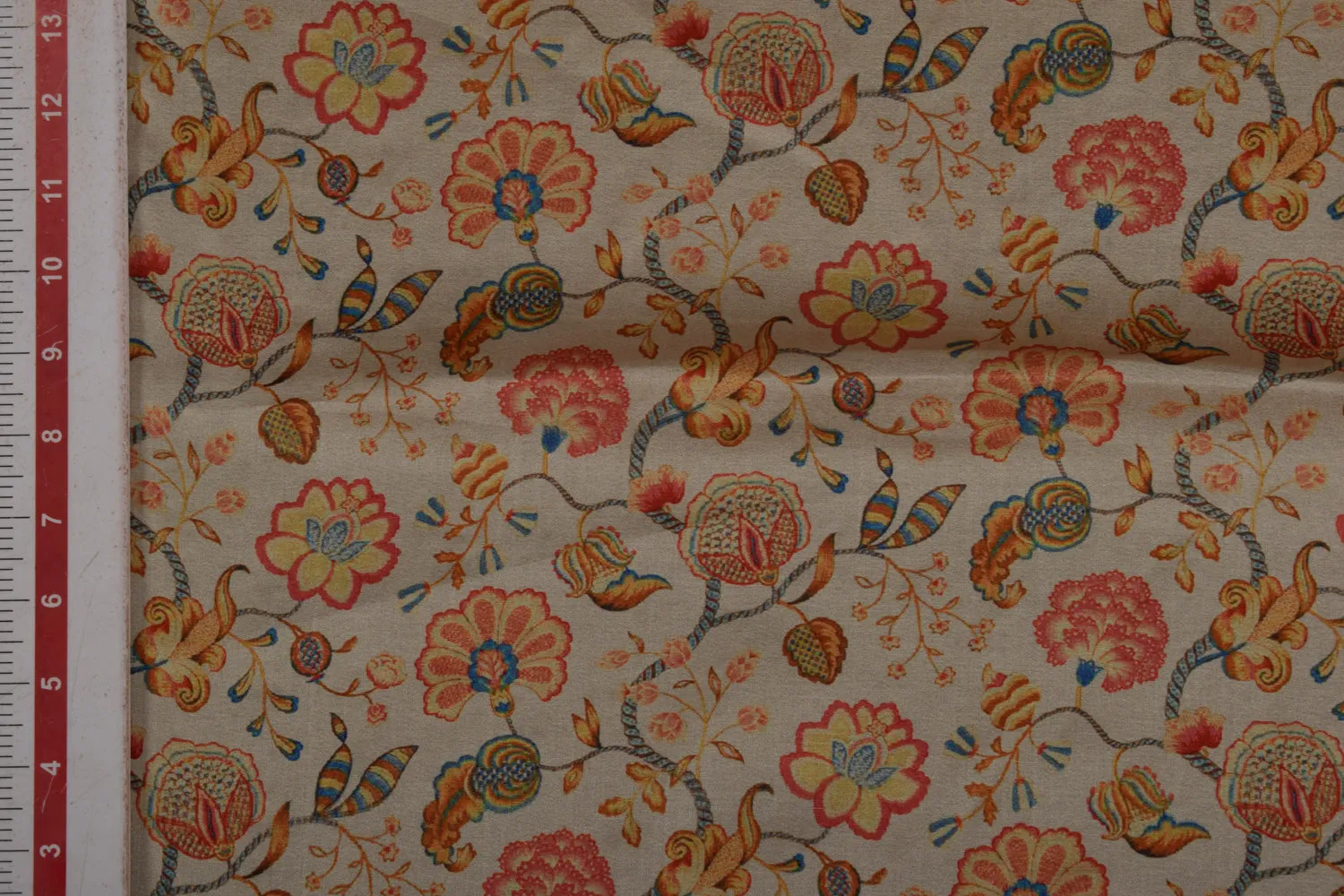 Yellow Printed Tussar Impression Fabric