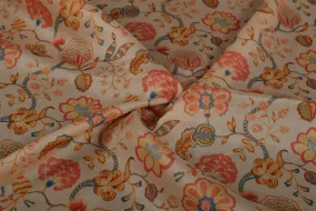 Yellow Printed Tussar Impression Fabric