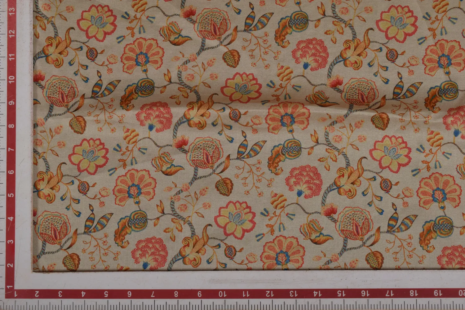 Yellow Printed Tussar Impression Fabric