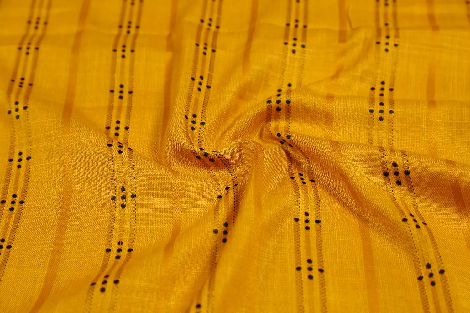 Yellow Stripes Yarn Dyed Viscose Blend Dobby Fabric