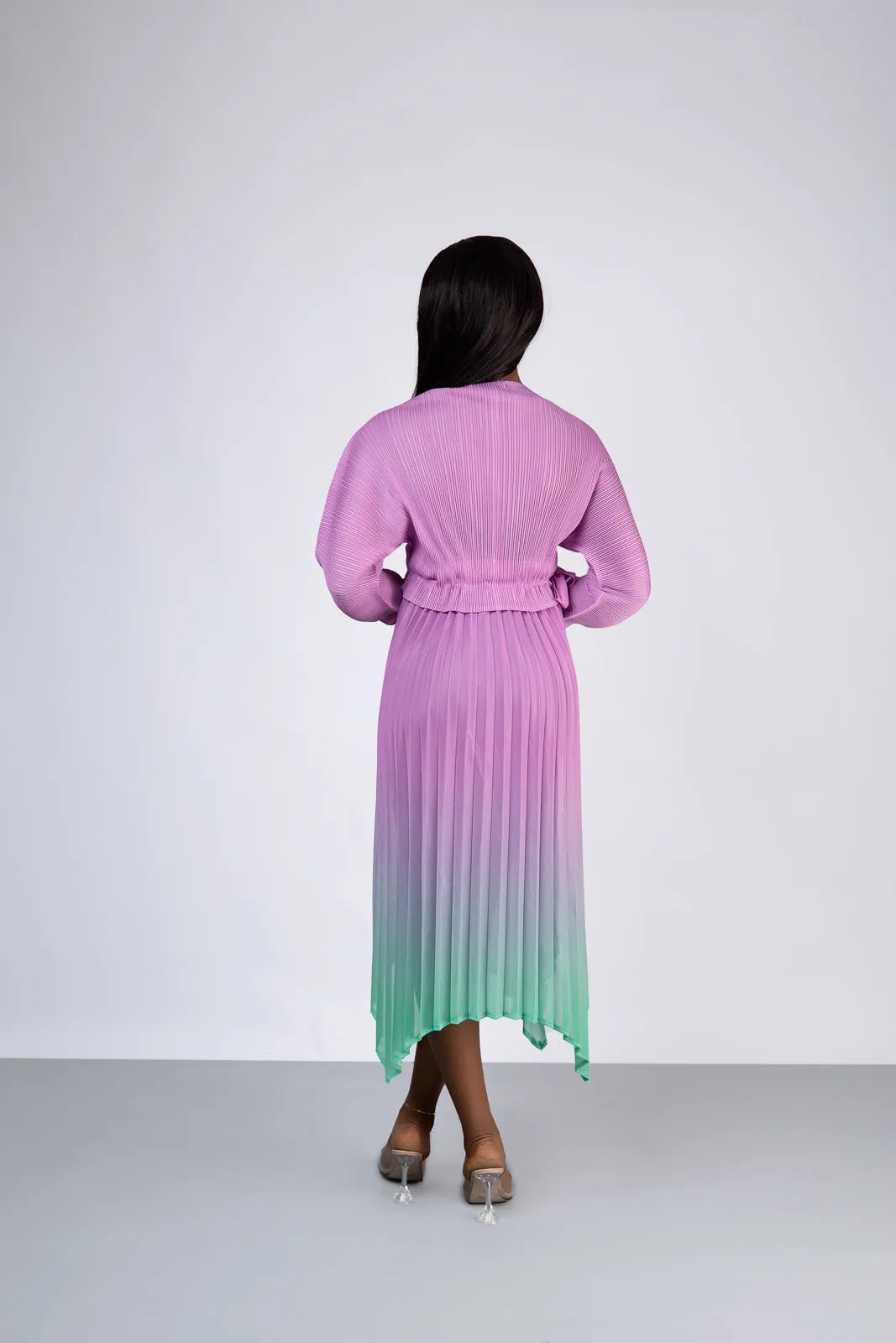 ZAYA ZUKI DRESS- GREEN AND PINK