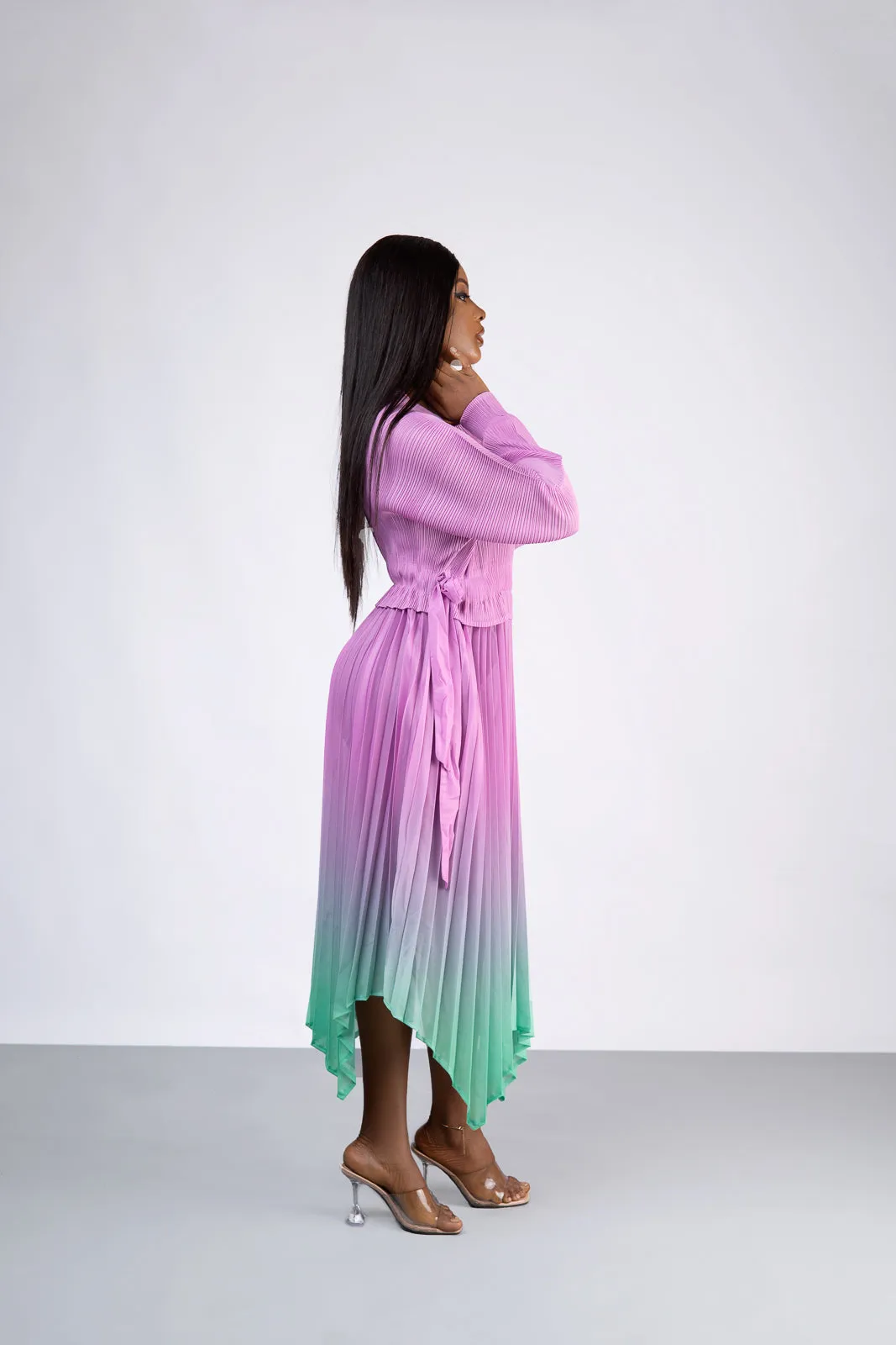 ZAYA ZUKI DRESS- GREEN AND PINK